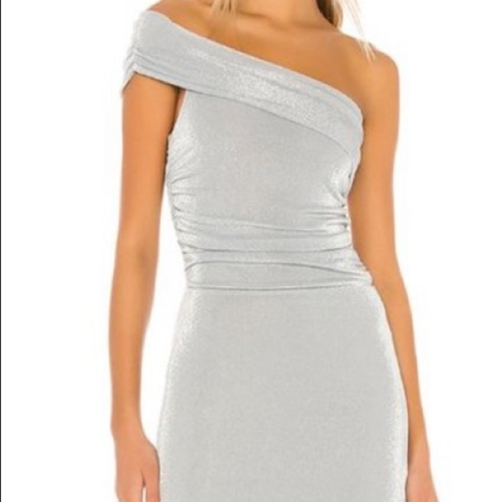 Lovers + Friends Silver One Shoulder Dress, Small